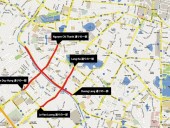 ハノイ市内のタクシー乗り入れ規制が掛かる道路 ハノイ市内のタクシー乗り入れ規制が掛かる道路